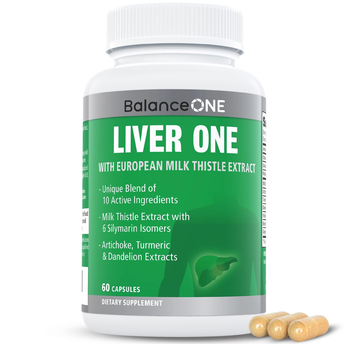 Balance One liver-one bottle front view for daily liver support and detox