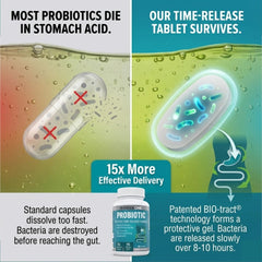 Balance ONE bottle back label shows 12 strains and time-release technology