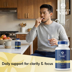 Balanced Vibe Brain Formula box against a neutral background.