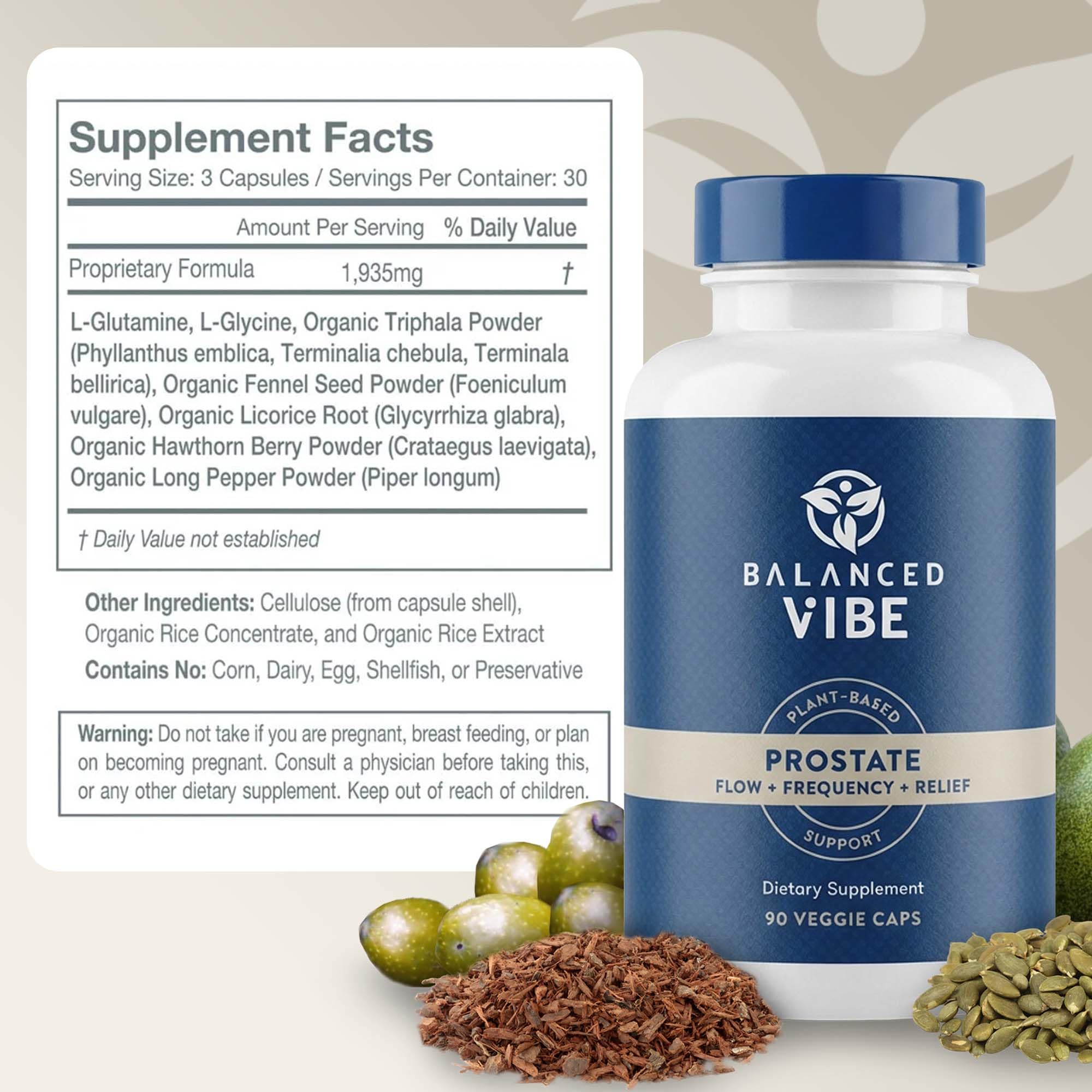Balanced Vibe capsules in glass illustrating a simple daily routine