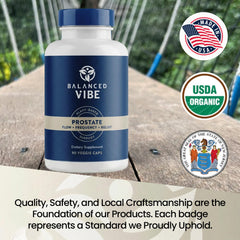 Balanced Vibe ingredients including nettle root and saw palmetto blend