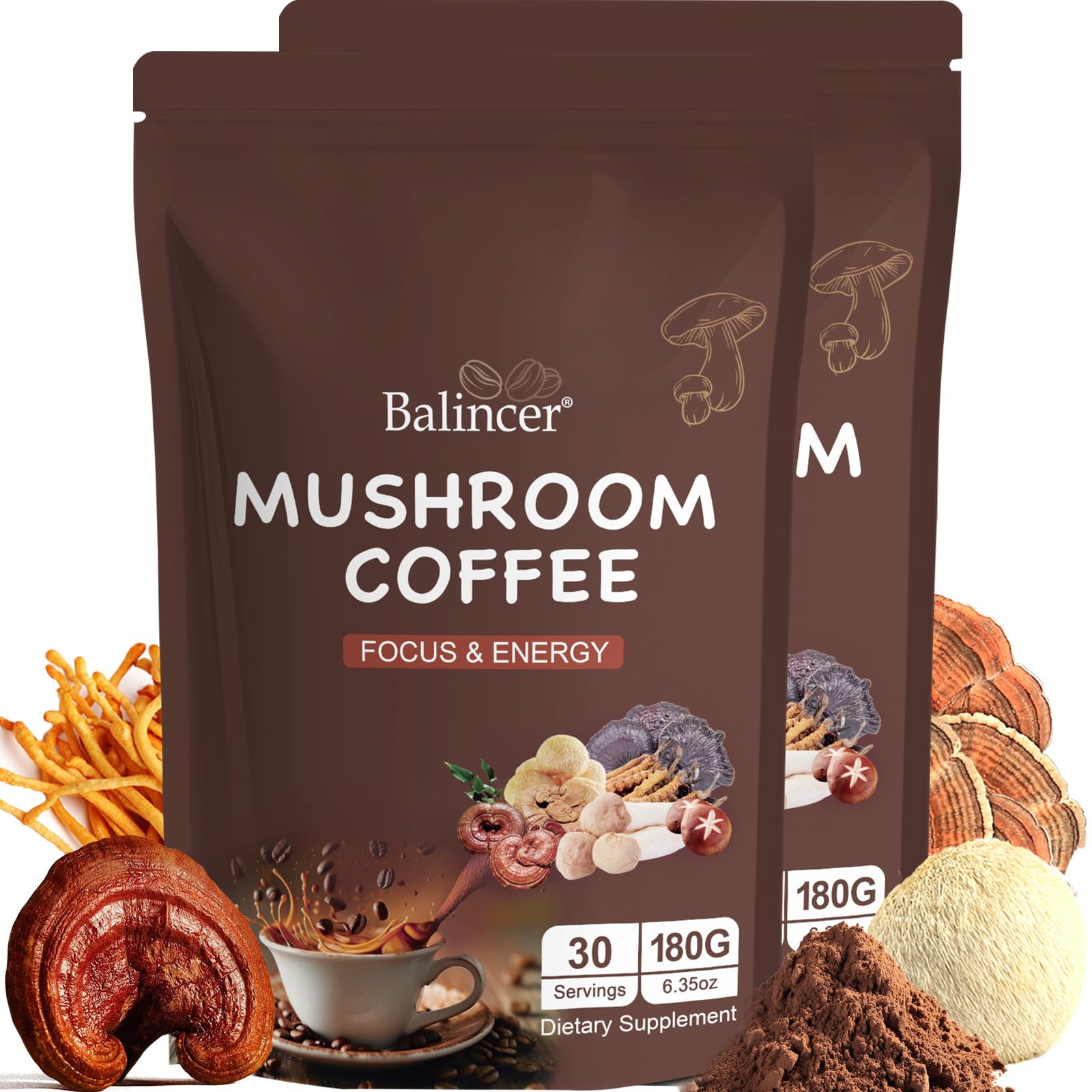 Balincer mushroom coffee bottle pour for a quick energy boost