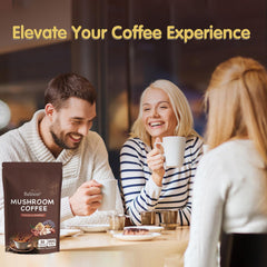 Balincer Mushroom Coffee latte setup showing versatile serving ideas with milk and ice.