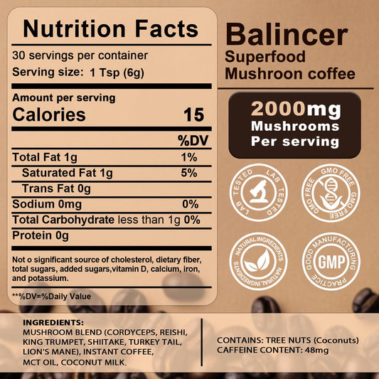 Balincer mushroom coffee packaging open reveals premium blend