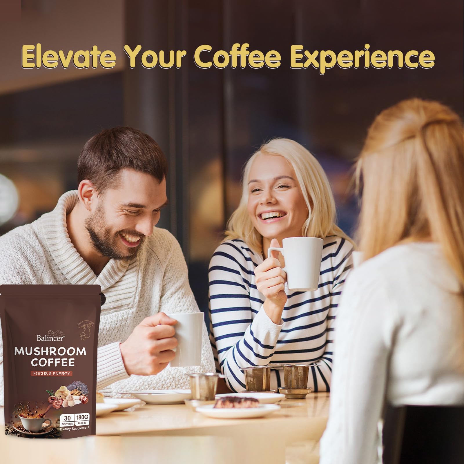 Balincer mushroom coffee stir and steam aroma