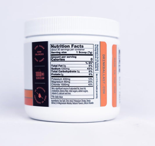 Ballast grapefruit powder pour showing fast dissolve for on-the-go hydration.