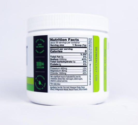 Ballast Zero-Sugar Electrolytes scoop for precise mixing with water.