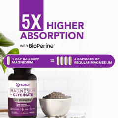 BallBuff capsules close-up showing chelated magnesium.