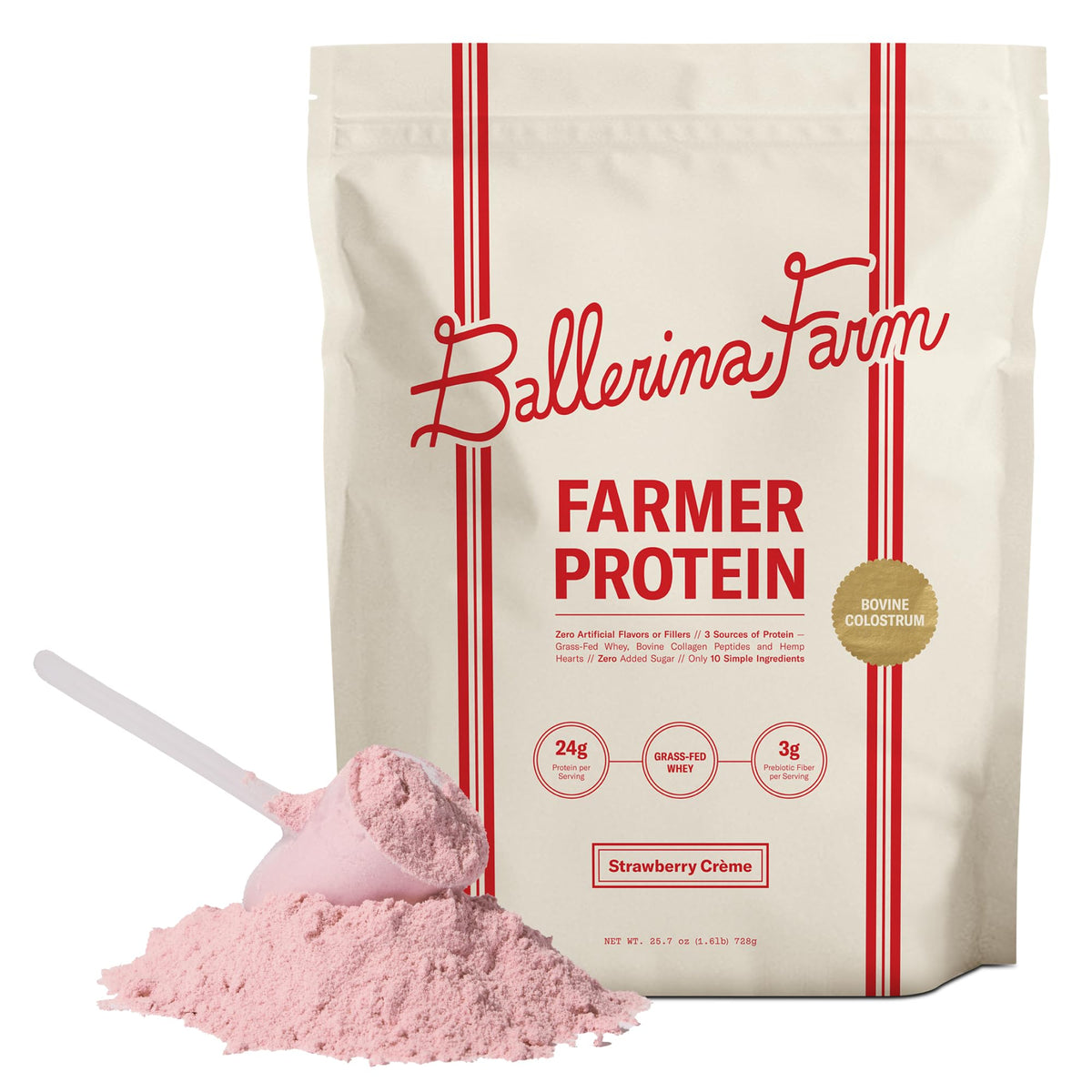 Ballerina Farm grass-fed whey bottle for on-the-go protein fueling