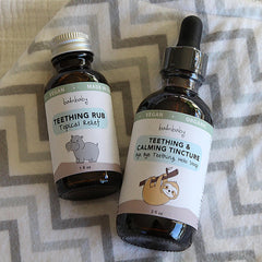 BALM! Baby organic herbs label featuring chamomile and catnip infusion.