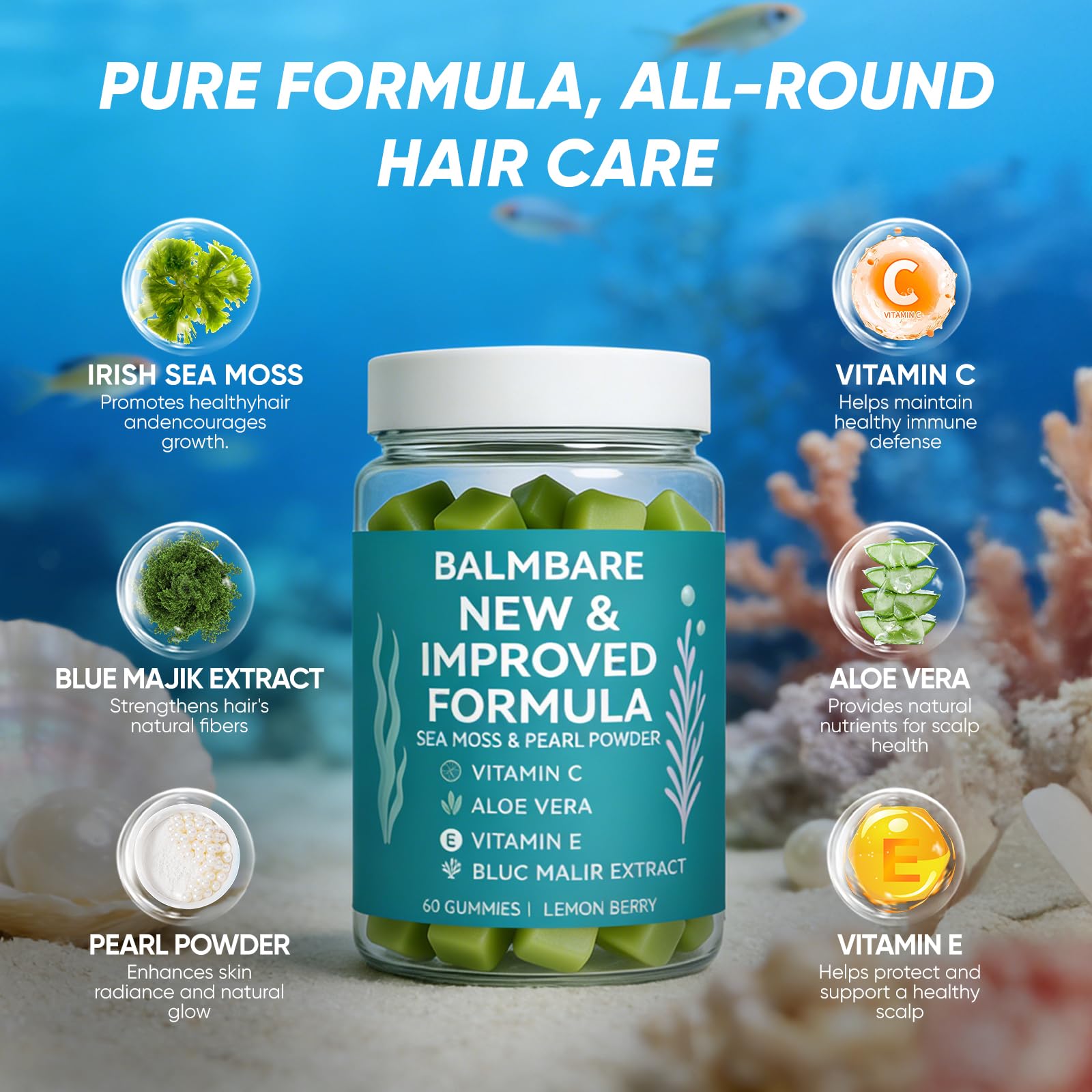Balmbare Revive aloe vera leaves suggesting scalp hydration and comfort.