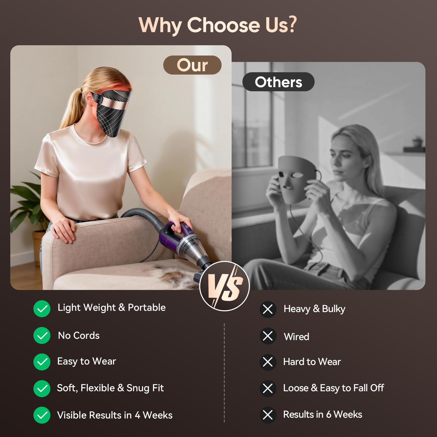 Balnore wireless 3D ergonomic fit hugs facial contours.