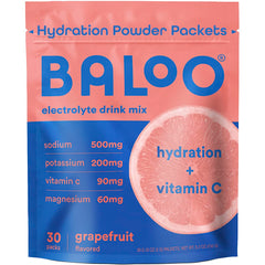 Baloo grapefruit electrolyte packet front view for on-the-go hydration