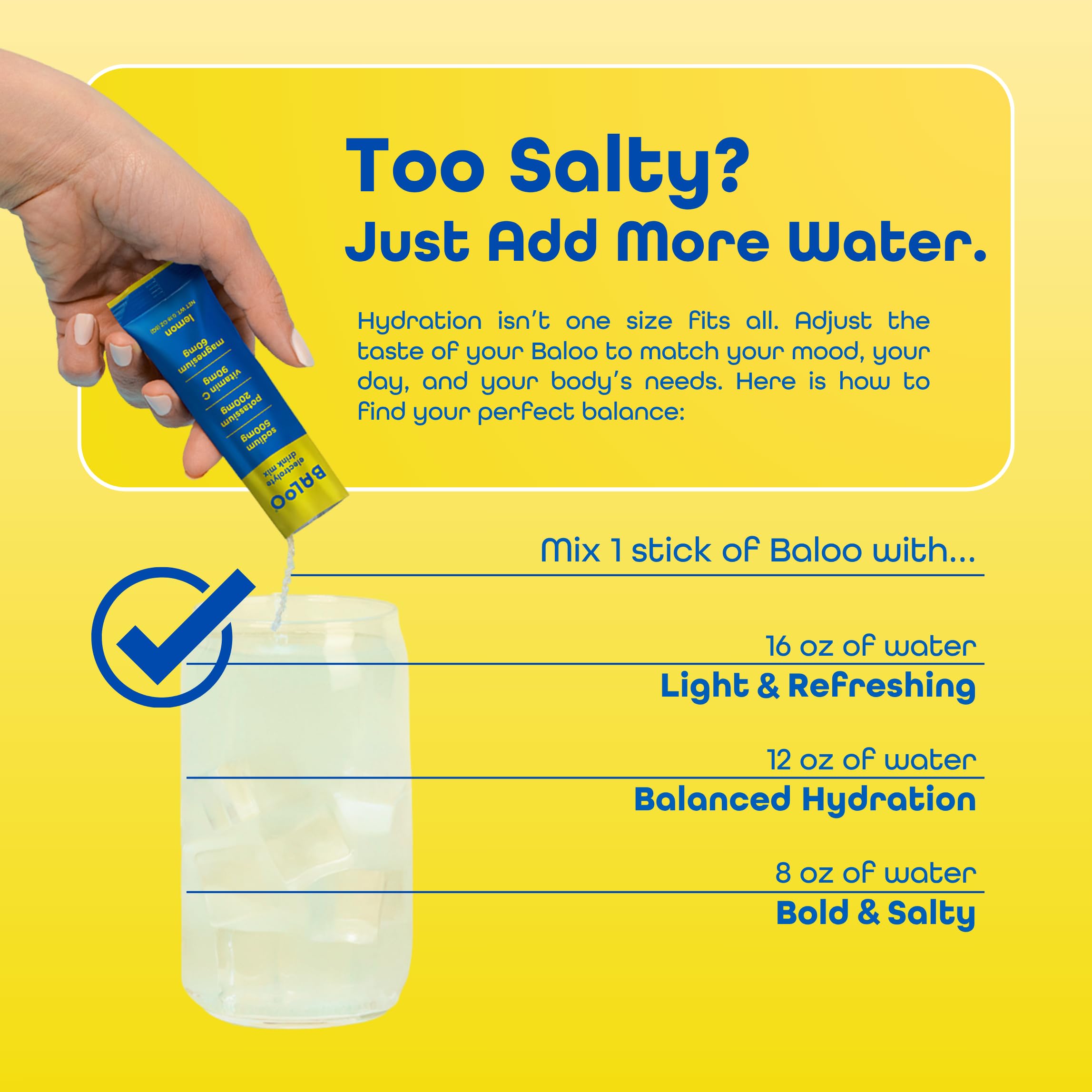 Baloo post-workout lemon electrolyte packets offer quick refreshing hydration