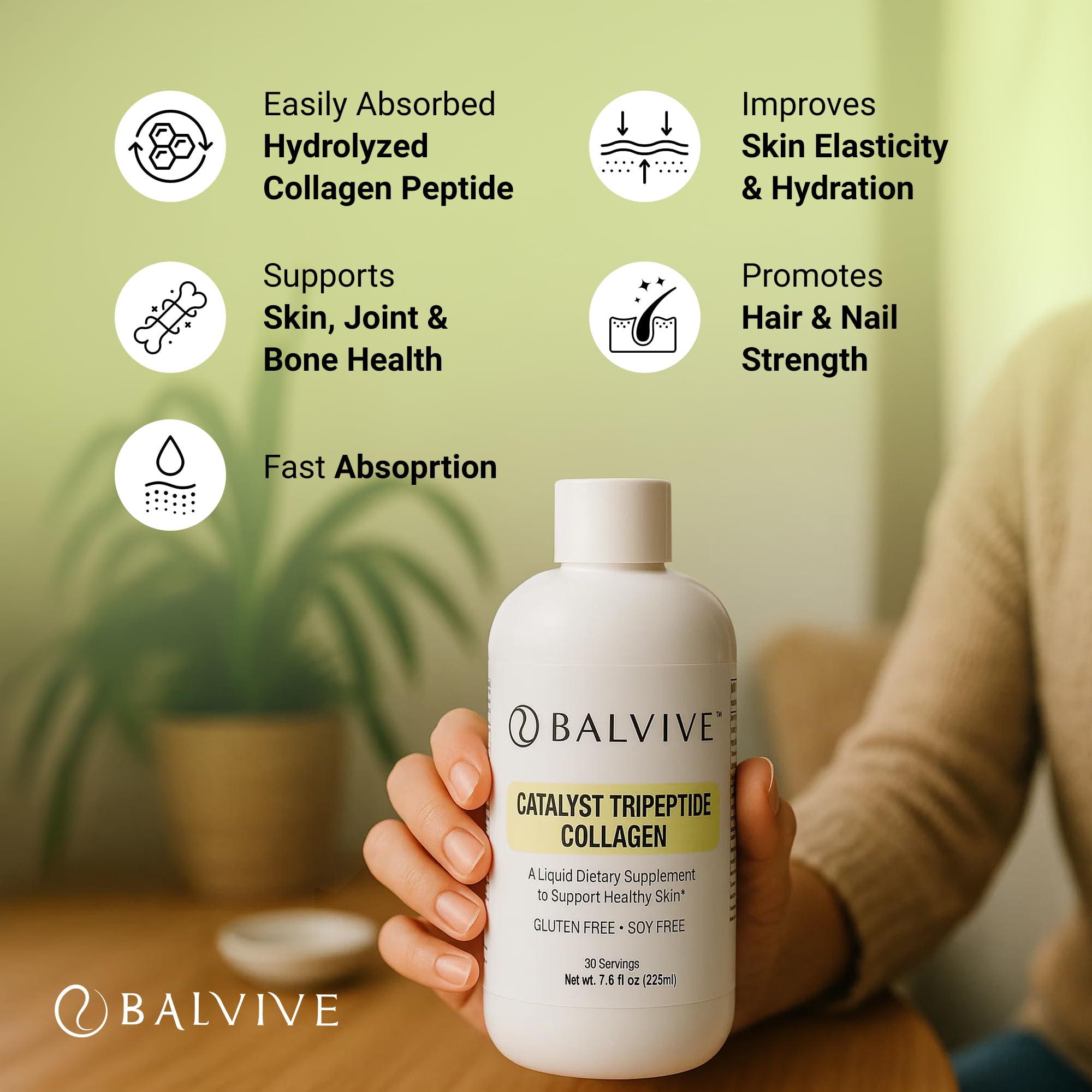 BALVIVE collagen drink glass with 30 servings for easy daily use.