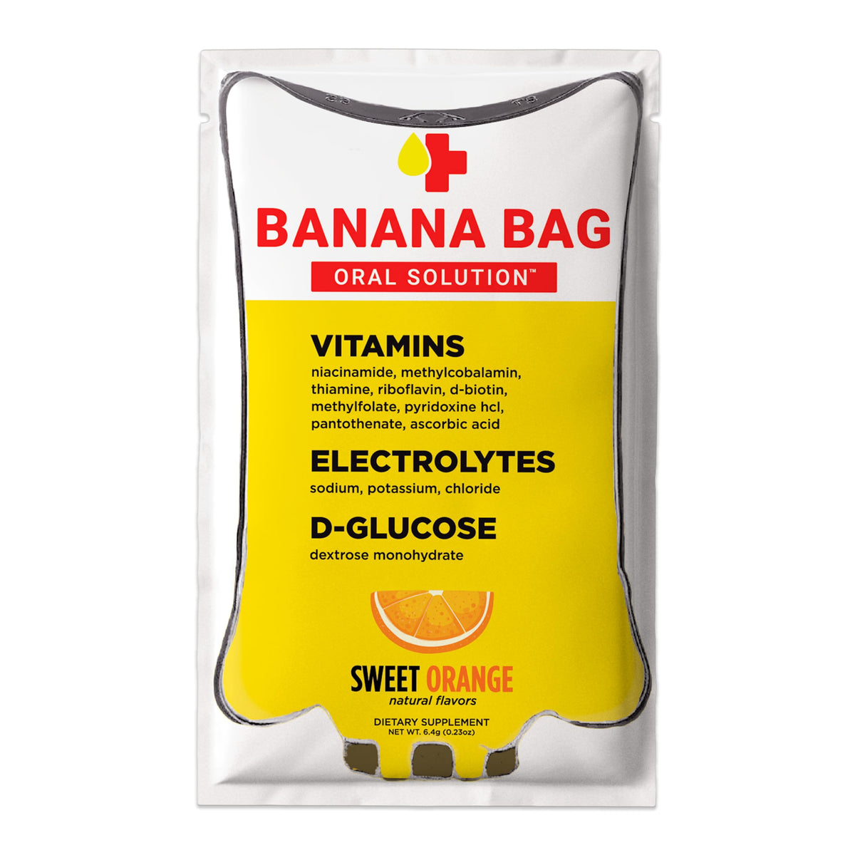 Banana Bag orange packet pour for quick on-the-go hydration