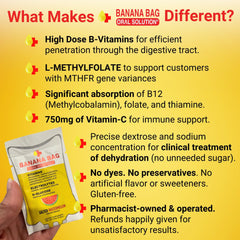 Banana Bag Salted Watermelon packets with vitamins C and B-complex supporting energy during activities.