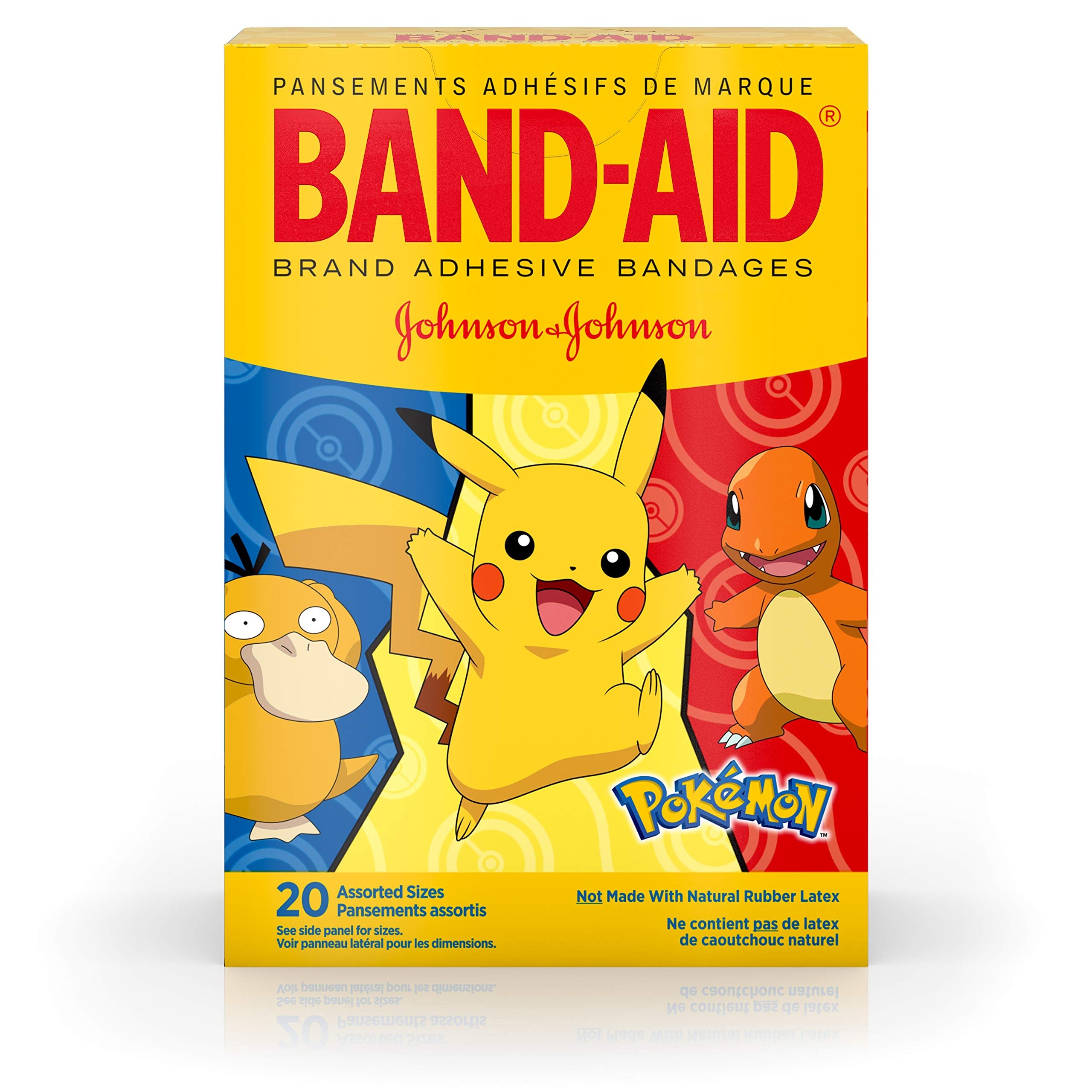 Band-Aid Pokemon kids bandages with Pikachu, Psyduck and Charmander for quick, fun coverage.