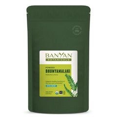Banyan Bhumyamalaki powder jar closeup for daily liver support