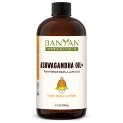 Banyan Botanicals Ashwagandha Oil+ bottle for post-workout comfort.