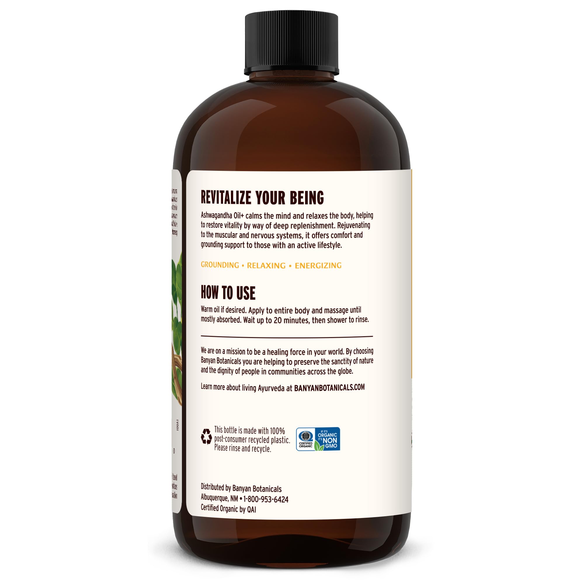 Banyan Botanicals Ashwagandha Oil+ packaging reflects Ayurvedic care.