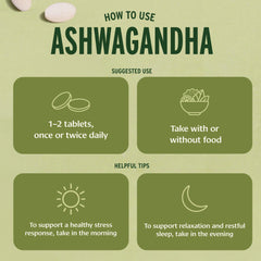 Banyan Botanicals Ashwagandha tablets pouring view for easy dosing.