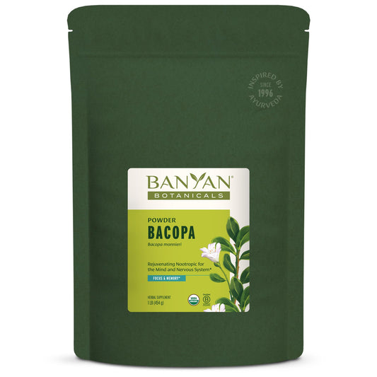 Banyan Botanicals Bacopa Powder bottle promotes natural focus support