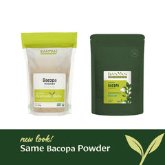 Banyan Botanicals Bacopa Powder closeup highlights organic bacopa with antioxidants