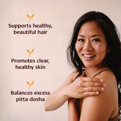 Banyan Botanicals Bhringaraj Oil+ label close-up highlighting organic, non-GMO ingredients
