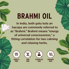 Close up of gotu kola bacopa infusion in Banyan Brahmi Oil