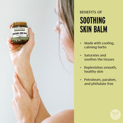 Banyan Botanicals Soothing Balm demonstrates use on dry, sensitive skin.