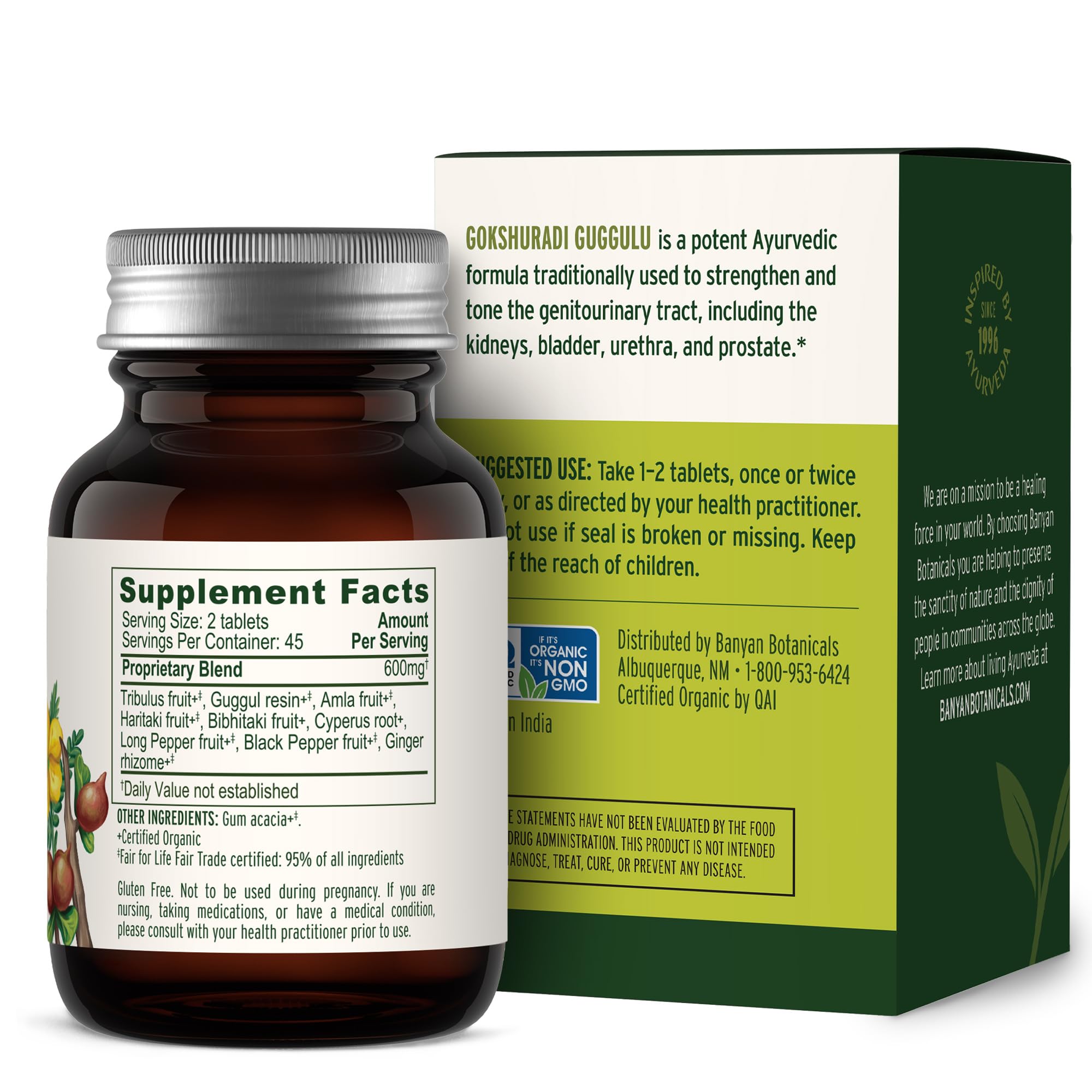 Banyan Botanicals Gokshuradi Guggulu in a morning routine setup for daily wellness.