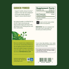 Guduchi powder with scoop signals easy daily use for digestive balance.