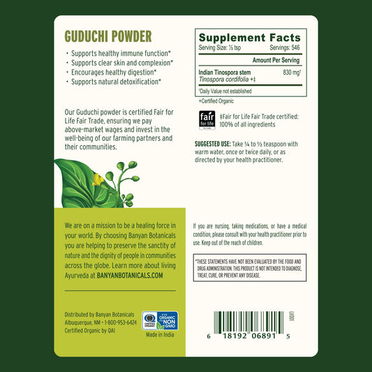 Guduchi powder tea infusion showing digestion-support use.