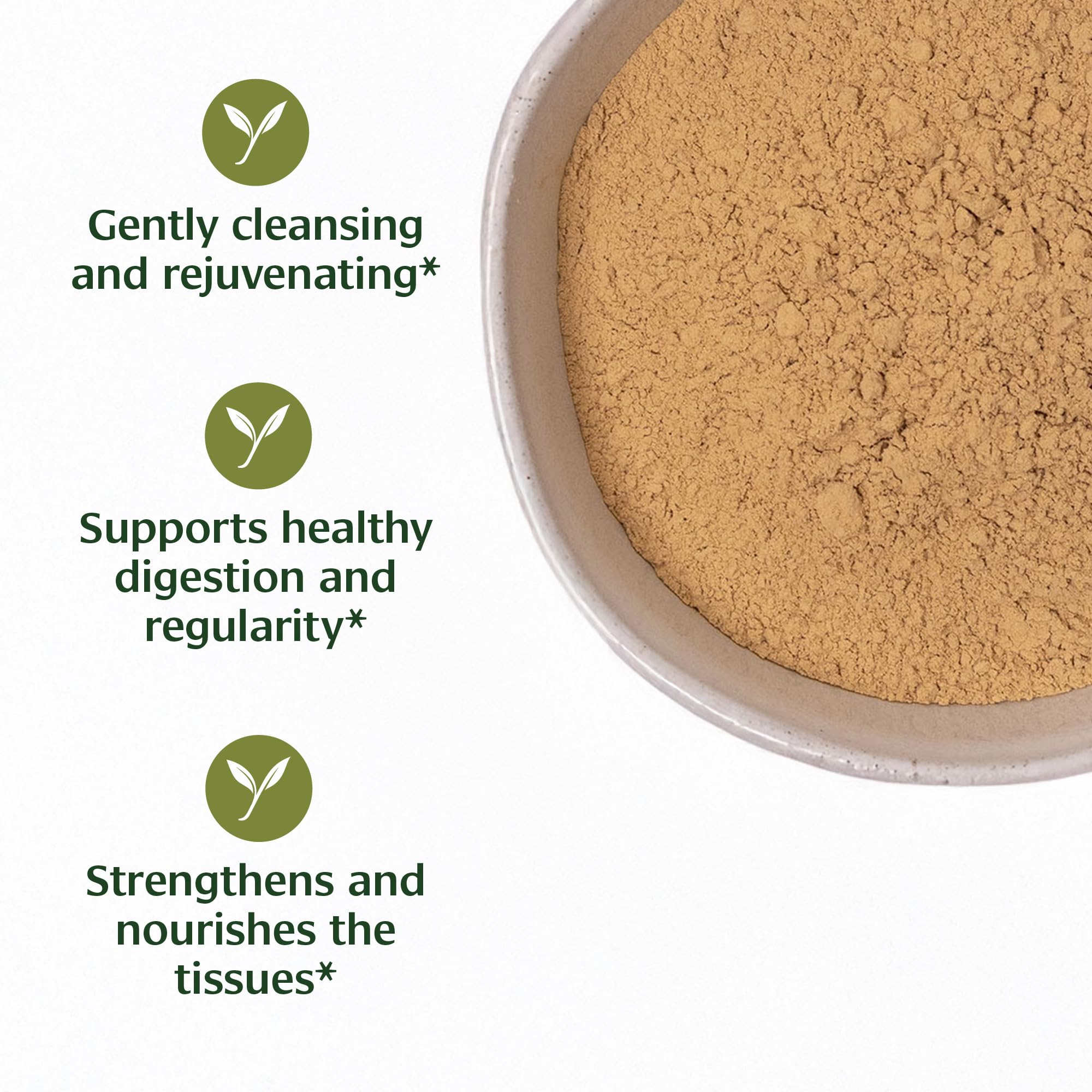 Banyan Botanicals Haritaki powder with measuring scoop for precise dosing.
