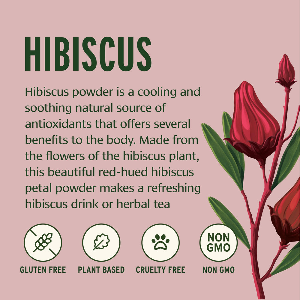 Banyan Botanicals Hibiscus Powder measuring scoop for precise preparation.