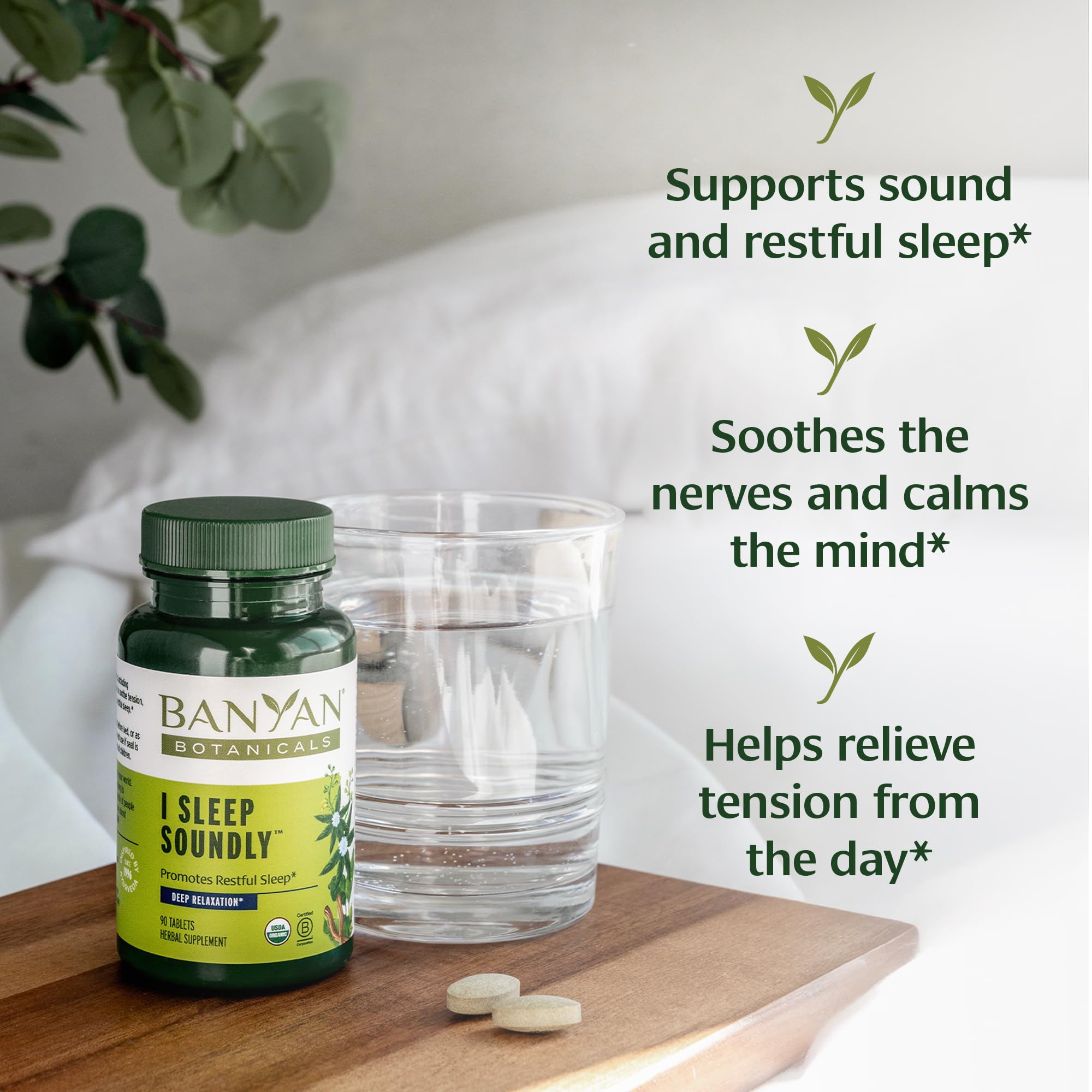 I Sleep Soundly tablets shown for easy nightly support.