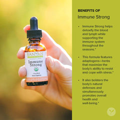 Label close-up of Banyan Botanicals Immune Strong highlighting organic origin