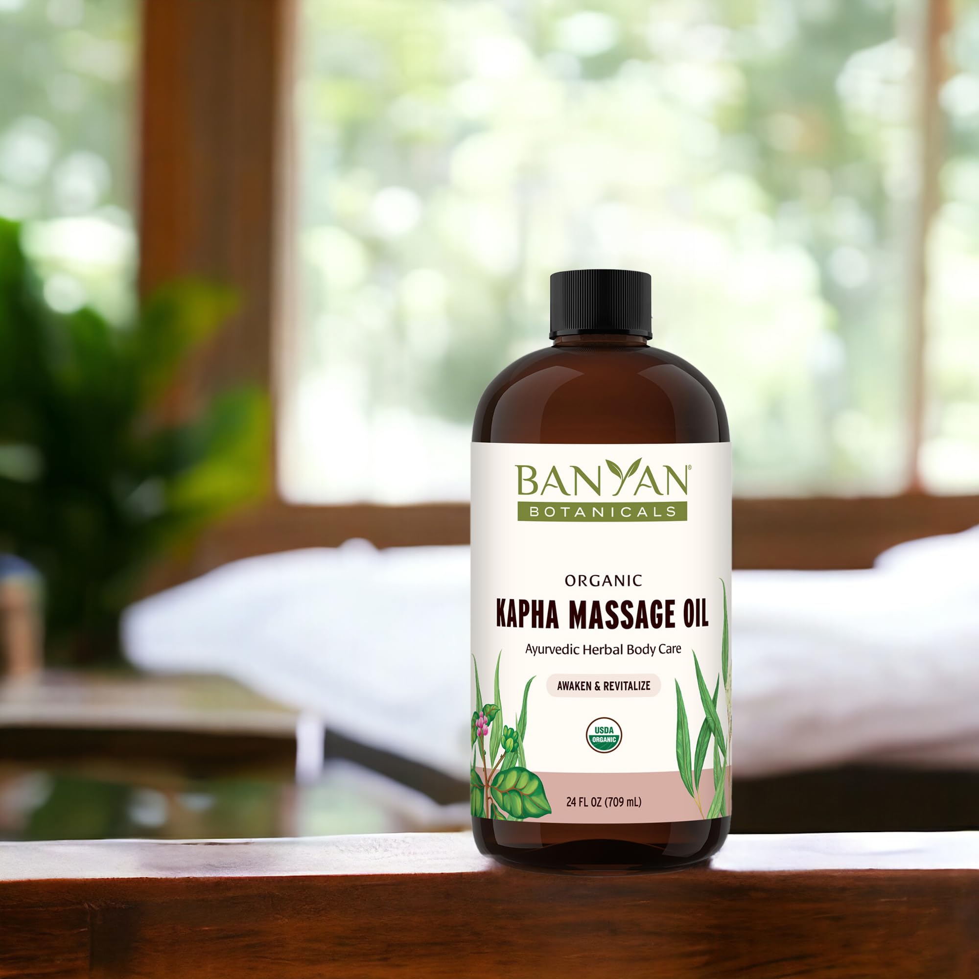 Tulsi-rich Kapha oil highlighting holy basil aroma