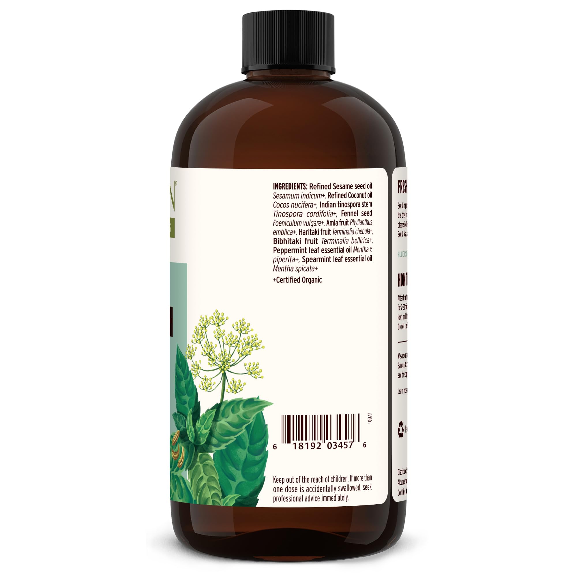 Organic herbs in Banyan Botanicals Mint Daily Swish verified by standards