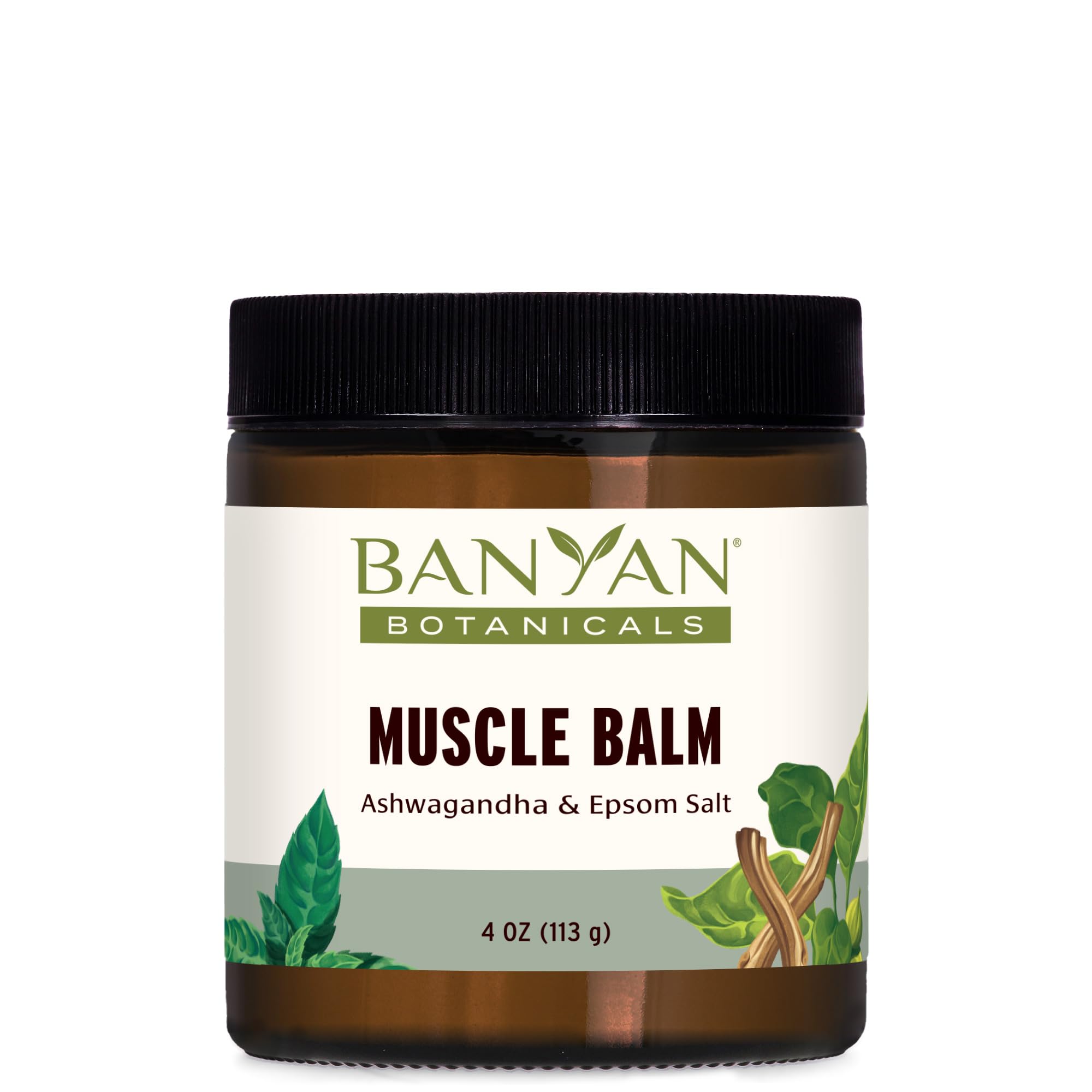 Banyan Botanicals Muscle Balm tub closeup for soothing massage after activity