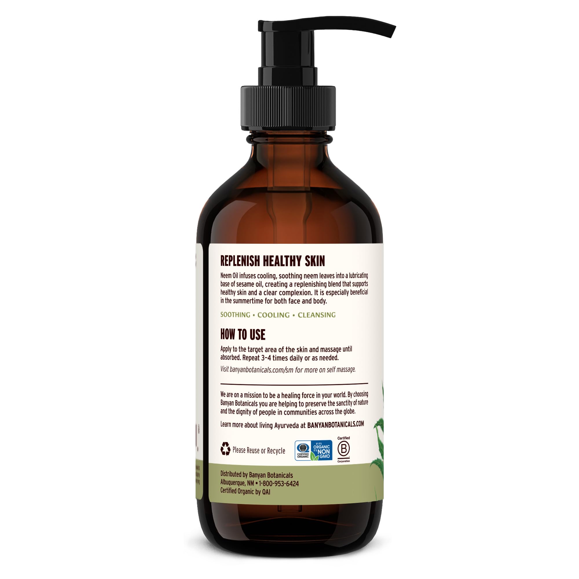Banyan Botanicals Neem Oil packaging on display for self-care.