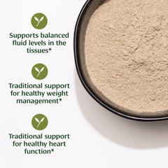 Banyan Botanicals Punarnava Powder scoop beside jar for precise measuring