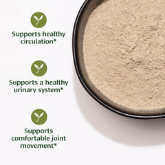 Organic triphala ingredients highlighted for traditional herbal wellness blend.