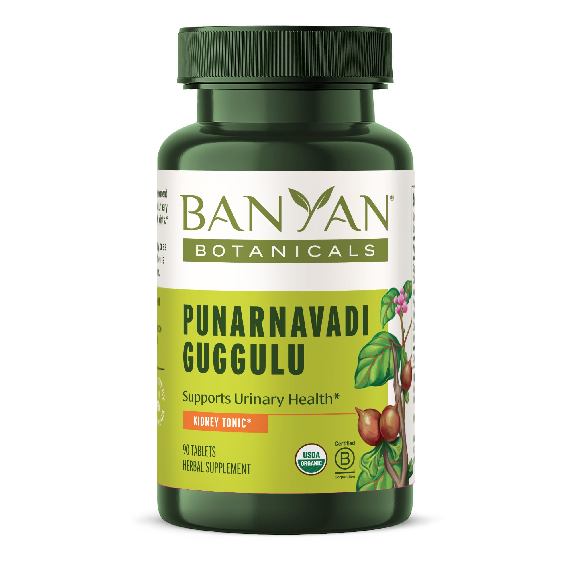 Banyan Botanicals Punarnavadi Guggulu tablets bottle close-up for joint support.