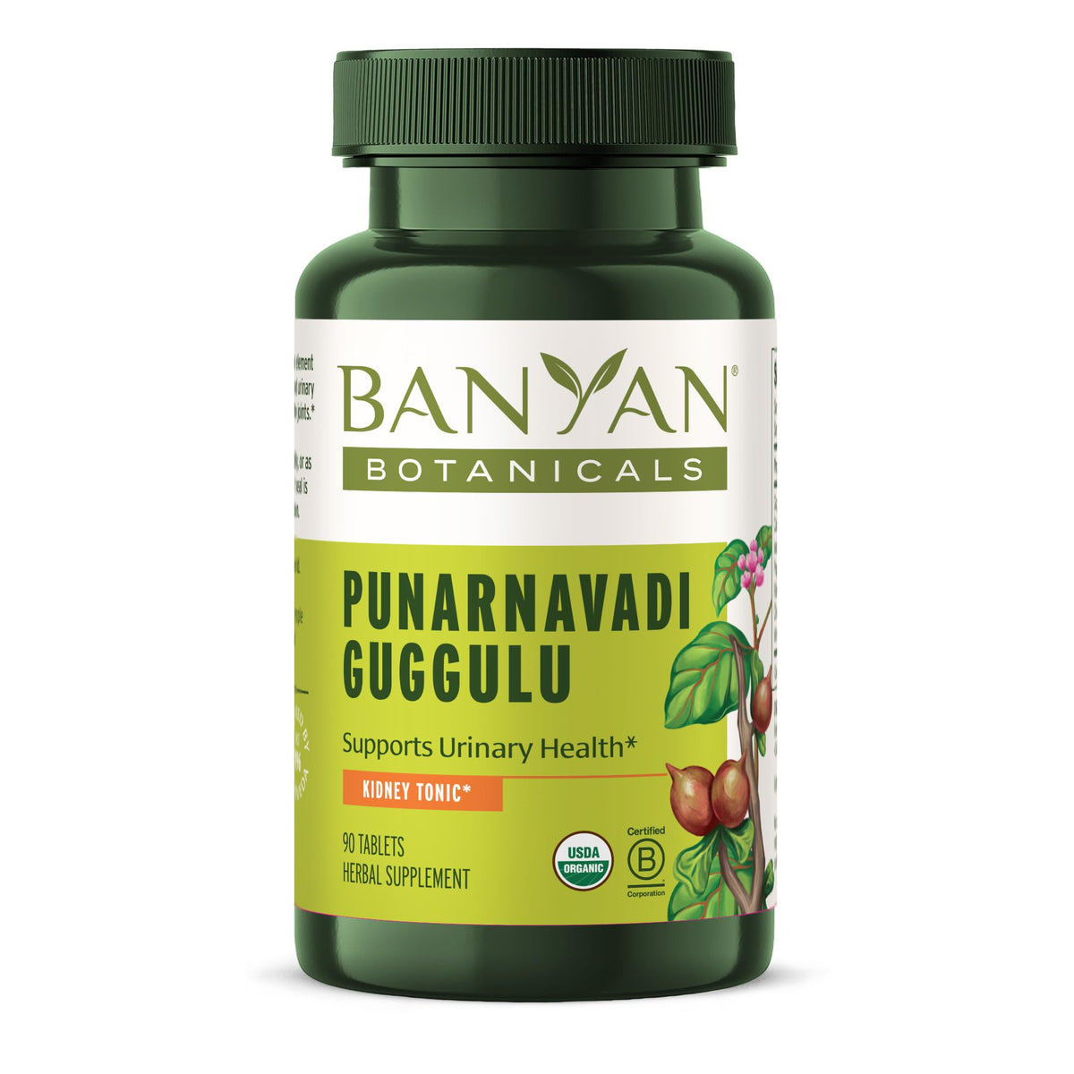 Banyan Botanicals Punarnavadi Guggulu tablets bottle close-up for joint support.