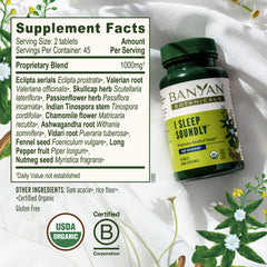 I Sleep Soundly herbal blend close-up with chamomile, ashwagandha, and valerian.