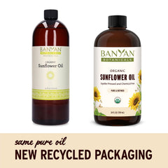 Banyan Botanicals Sunflower Oil pour demonstrates a light, non-greasy glide.