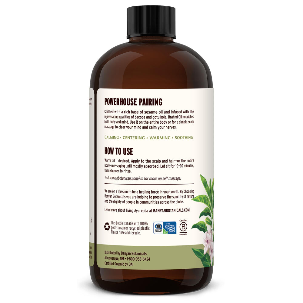 Banyan Botanicals Sustainably sourced organic brahmi herbs and sesame oil.