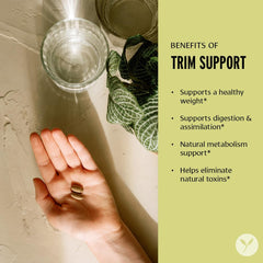 Banyan Botanicals Trim Support bottle with label visible highlighting USDA Organic status.